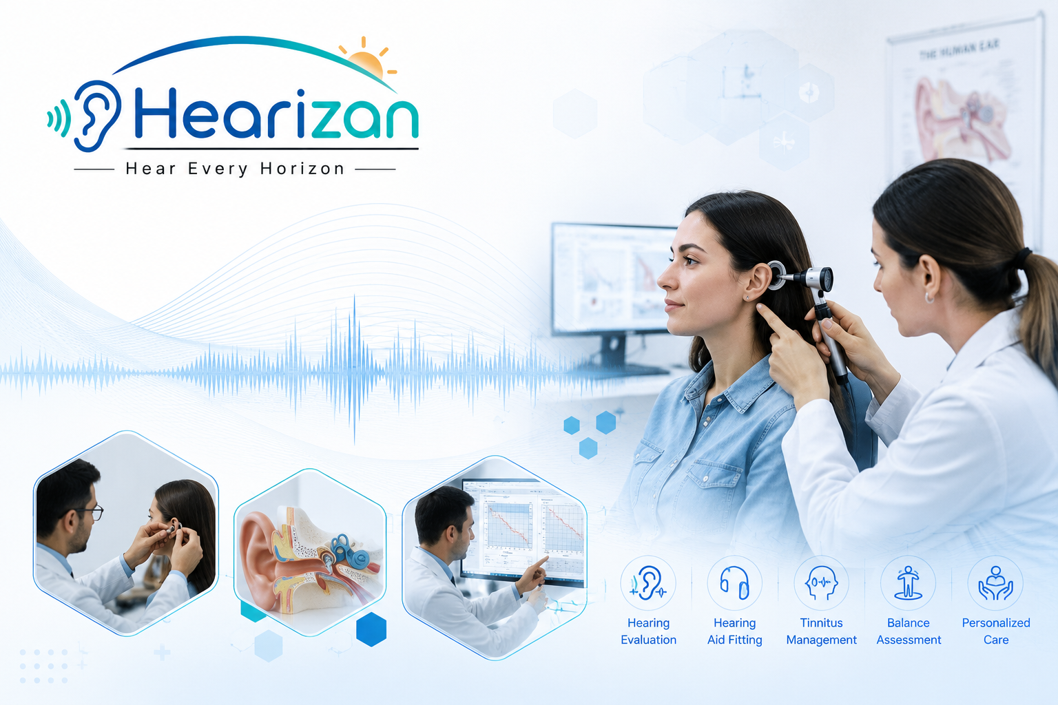Audiologist with patient at home