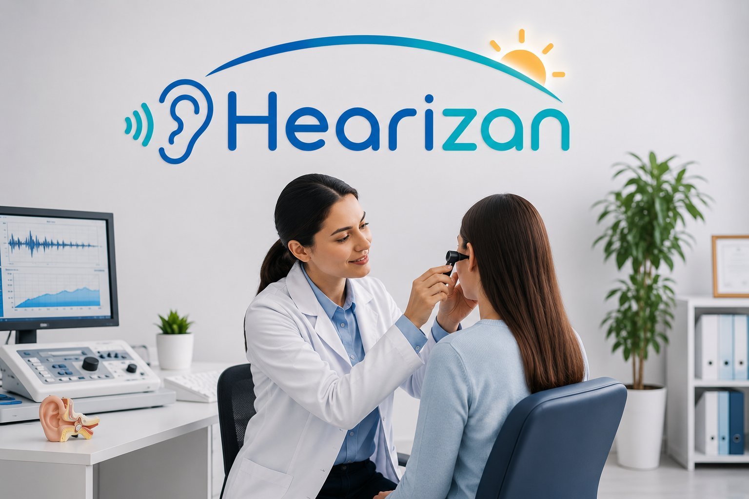 Illustration of how Hearizan's home audiology service works